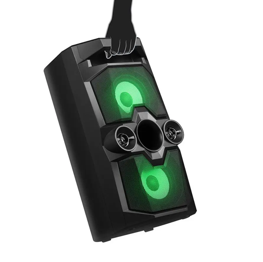 Портативна колонка бумбокс Real-El RX771 Boombox 50W Bluetooth TWS, Караоке, RGB, Чорний - фото 6