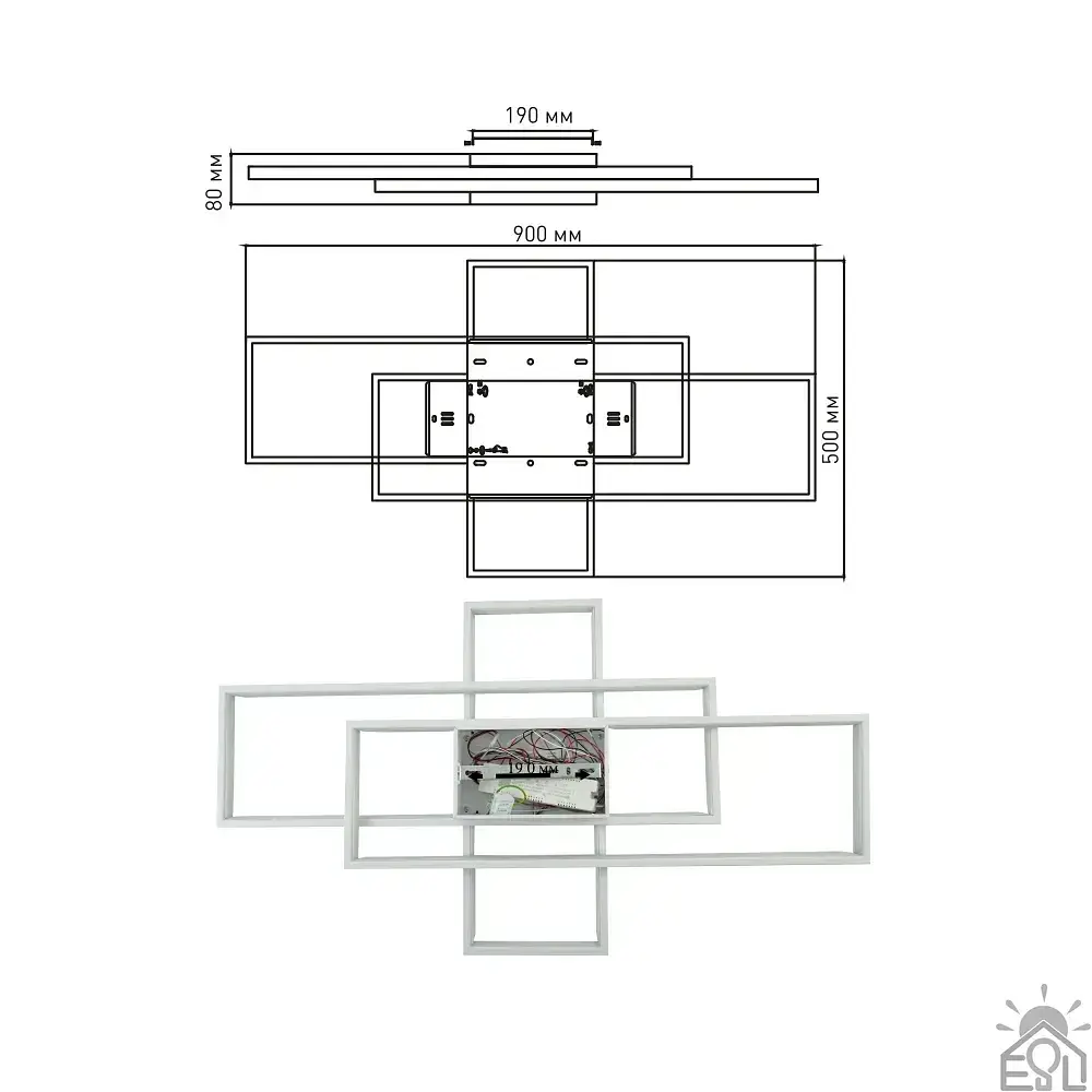 Керована світлодіодна люстра SVEN 123W 3S SMART 900x500x80-WHITE-220-IP20 ESLLSE - фото 9
