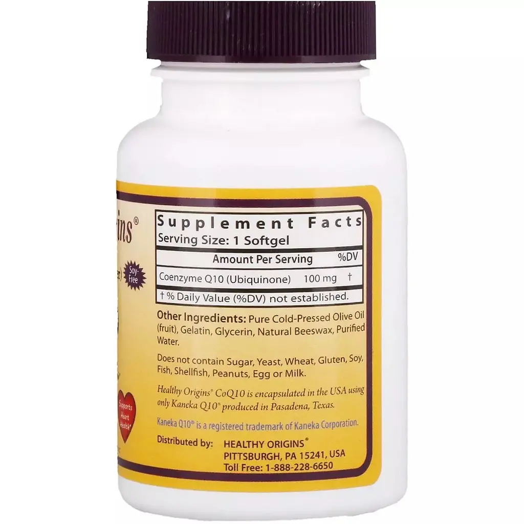 Коензим Q10 Healthy Origins Kaneka (COQ10) 100 мг 10 желатинових капсул - фото 2
