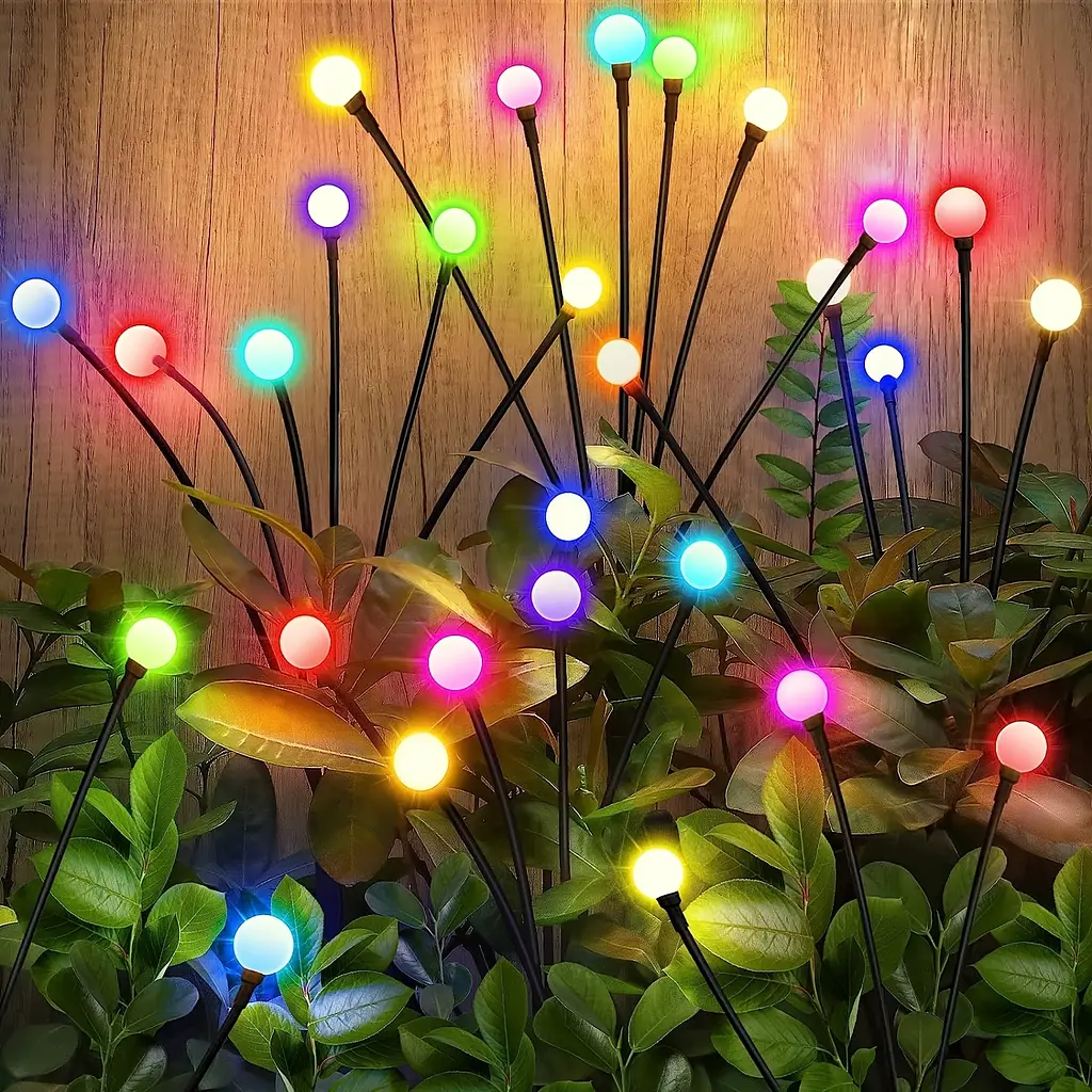 Сонячний ліхтар для саду 70см 6 LED / Садовий світильник Світлячок різнобарвний 2шт - фото 4