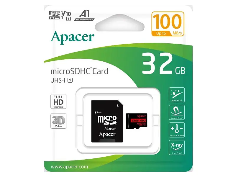Карта пам'яті Apacer MicroSDHC UHS-I Class 10 + SD adapter 32 GB (AP32GMCSH10UB-R) - фото 2