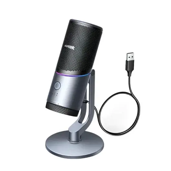 Настільний мікрофон для ПК Ugreen USB-мікрофон з RGB-підсвіткою Чорний (CM769)