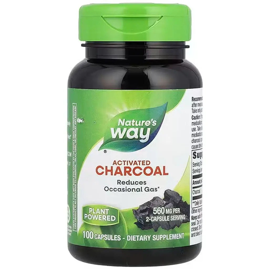 Активированный уголь Nature's Way Charcoal Activated 560 мг 100 капсул - фото 1