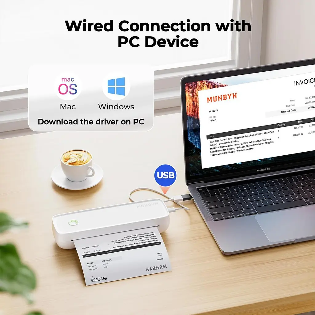 Портативний A4 Bluetooth термопринтер USB-C без чорнил для смартфонів та ПК - фото 5