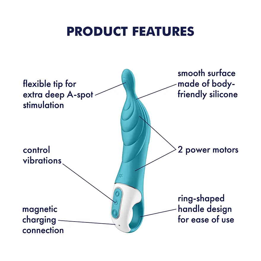 Вібратор Satisfyer – A-Mazing 2 Інноваційний для точки А, 21.7х3.8 см бірюзовий - фото 2
