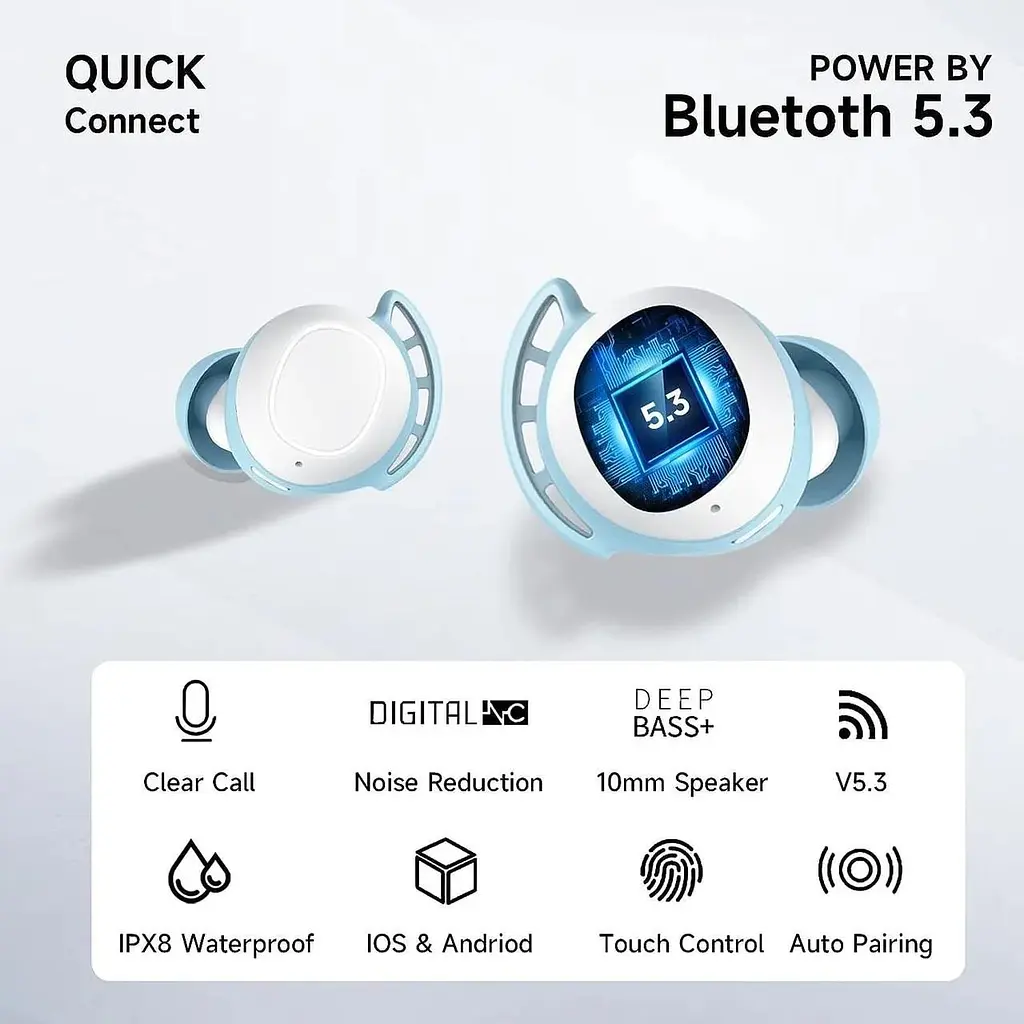 Бездротові навушники Taopod Bluetooth зі світлодіодним дисплеєм - фото 2