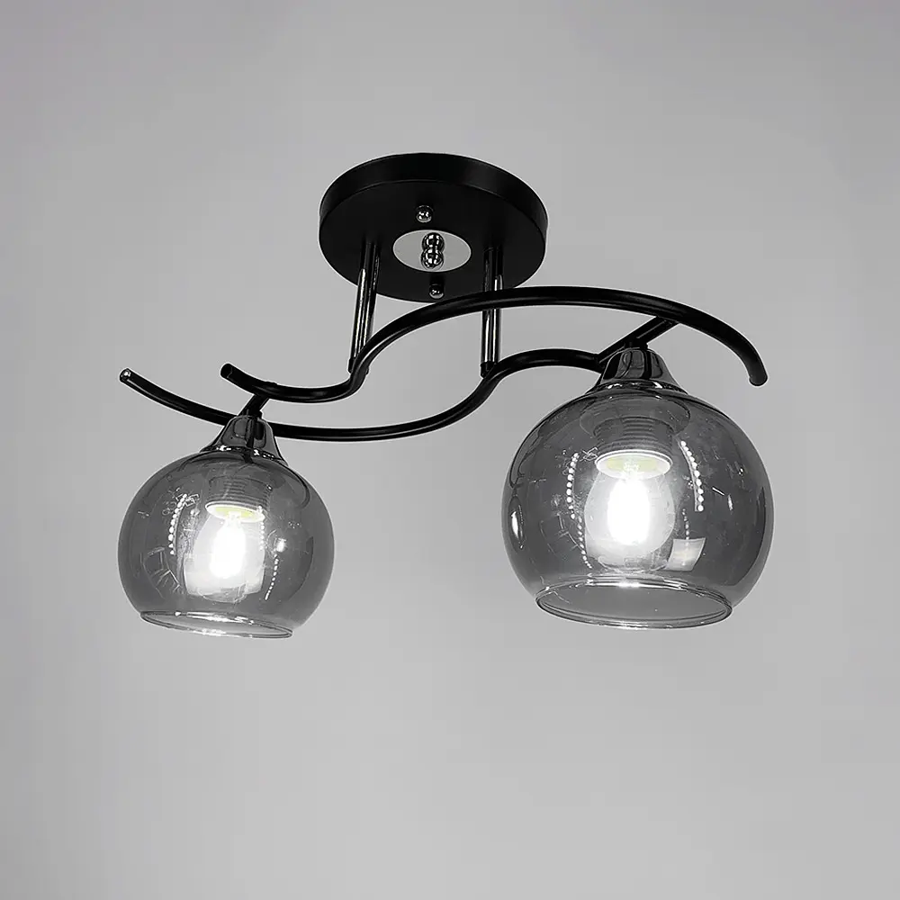 Современная люстра в черном корпусе на 2 графитовых плафона Ст. 11585/2D | Line F - фото 6