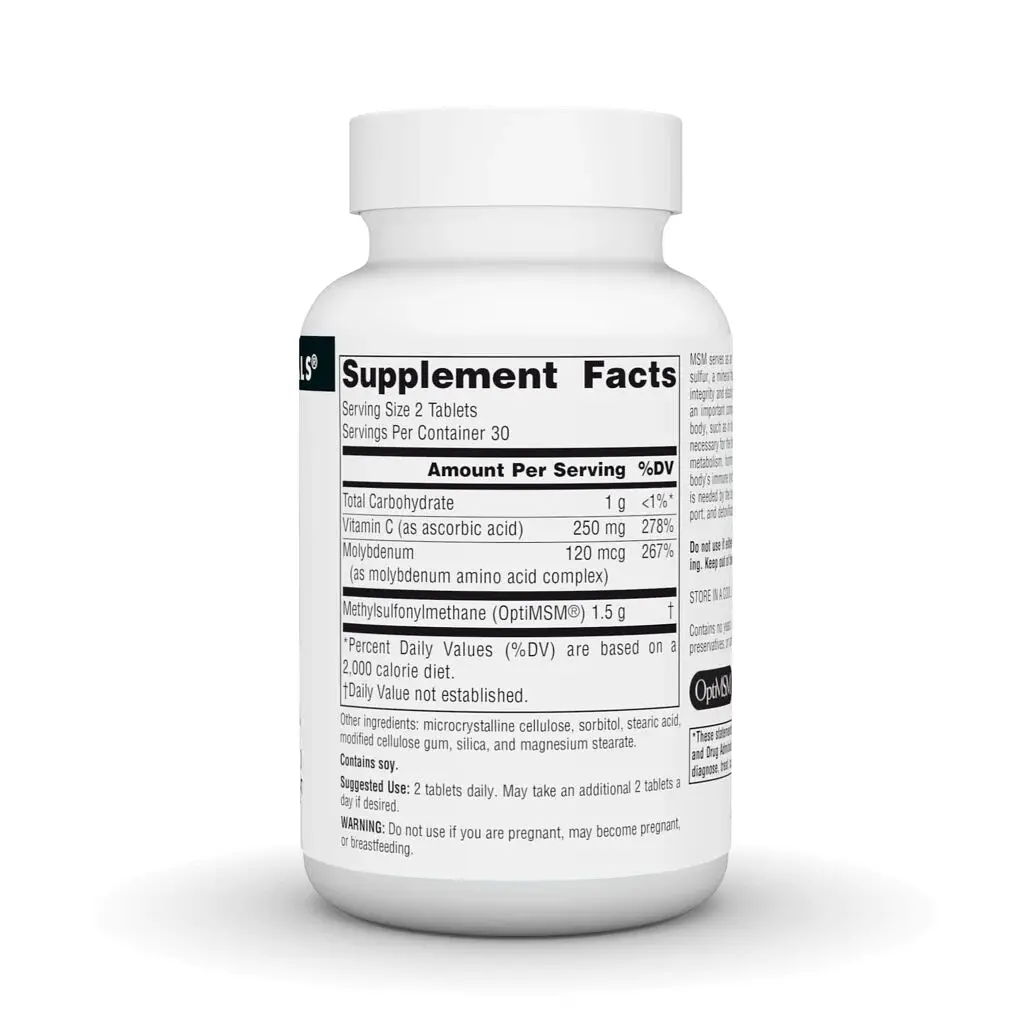 Метилсульфонілметан MSM with Vitamin C 750 mg, 60 таблеток Source Naturals vit0004196 - фото 2