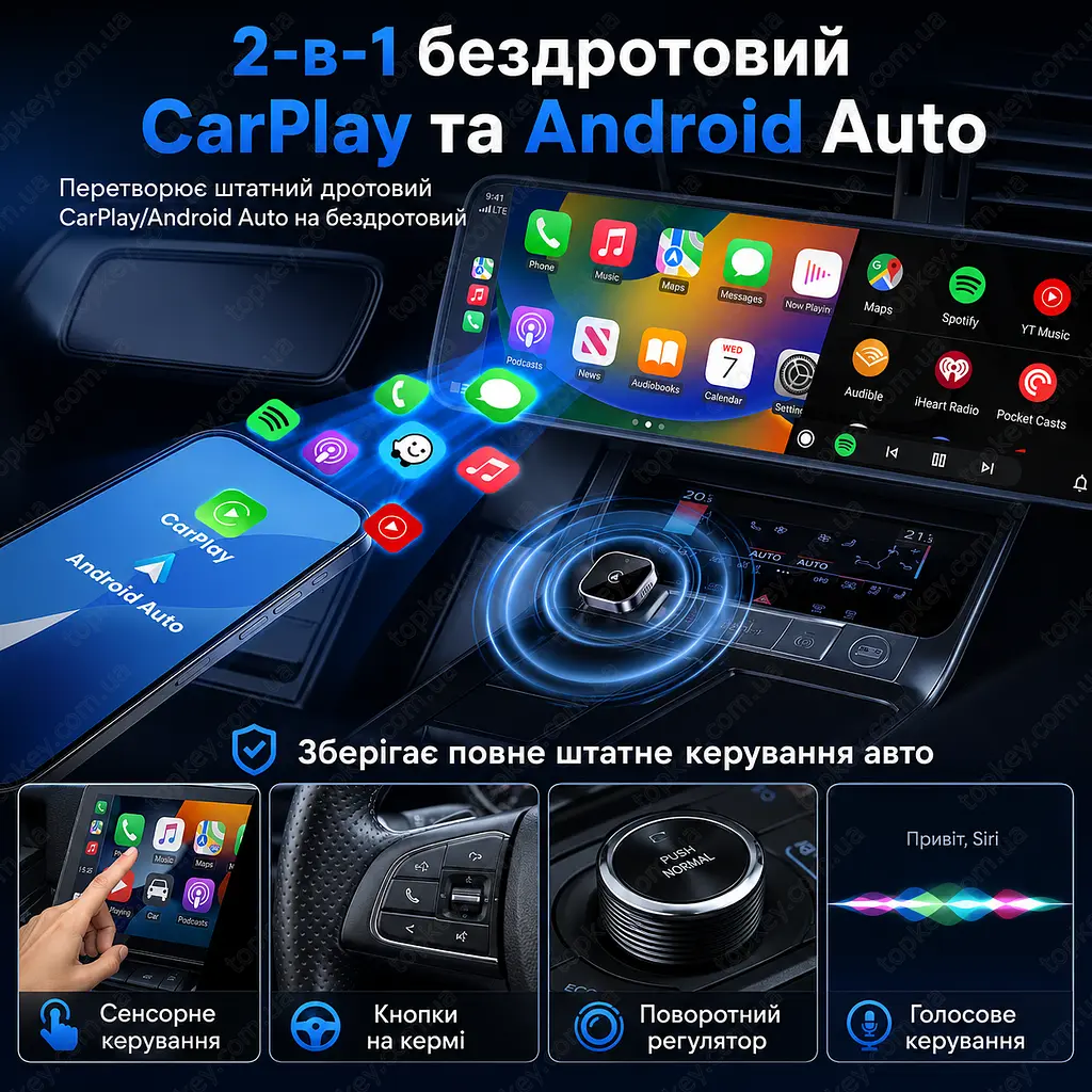 Бездротовий CarPlay адаптер Android Auto для авто Apple CarPlay бездротовий адаптер карплей для авто безпровідний карплей - фото 6