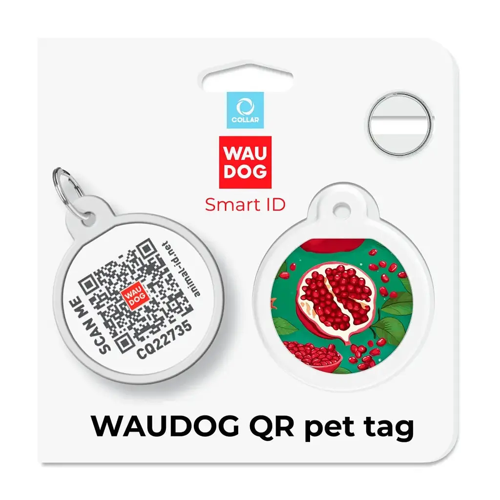 Адресник для собак і котів Waudog Smart ID з QR паспортом Гранати коло 30 мм - фото 6