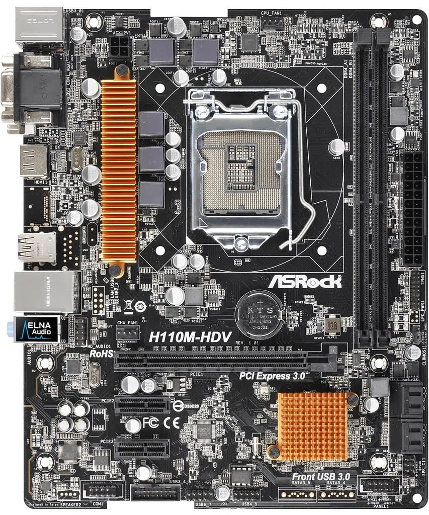 Материнська плата AsRock H110M-HDV rev1.02 (H110M-HDV) (Socket 1151, Intel H110, Micro-ATX) Б/в - фото 1