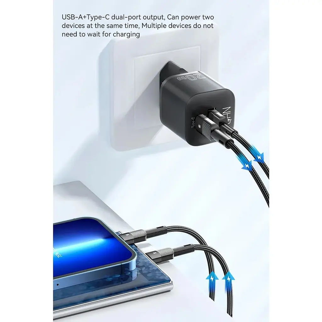 Зарядное устройство Essager GaN mini Type C PD + USB QC3.0 20W - фото 9