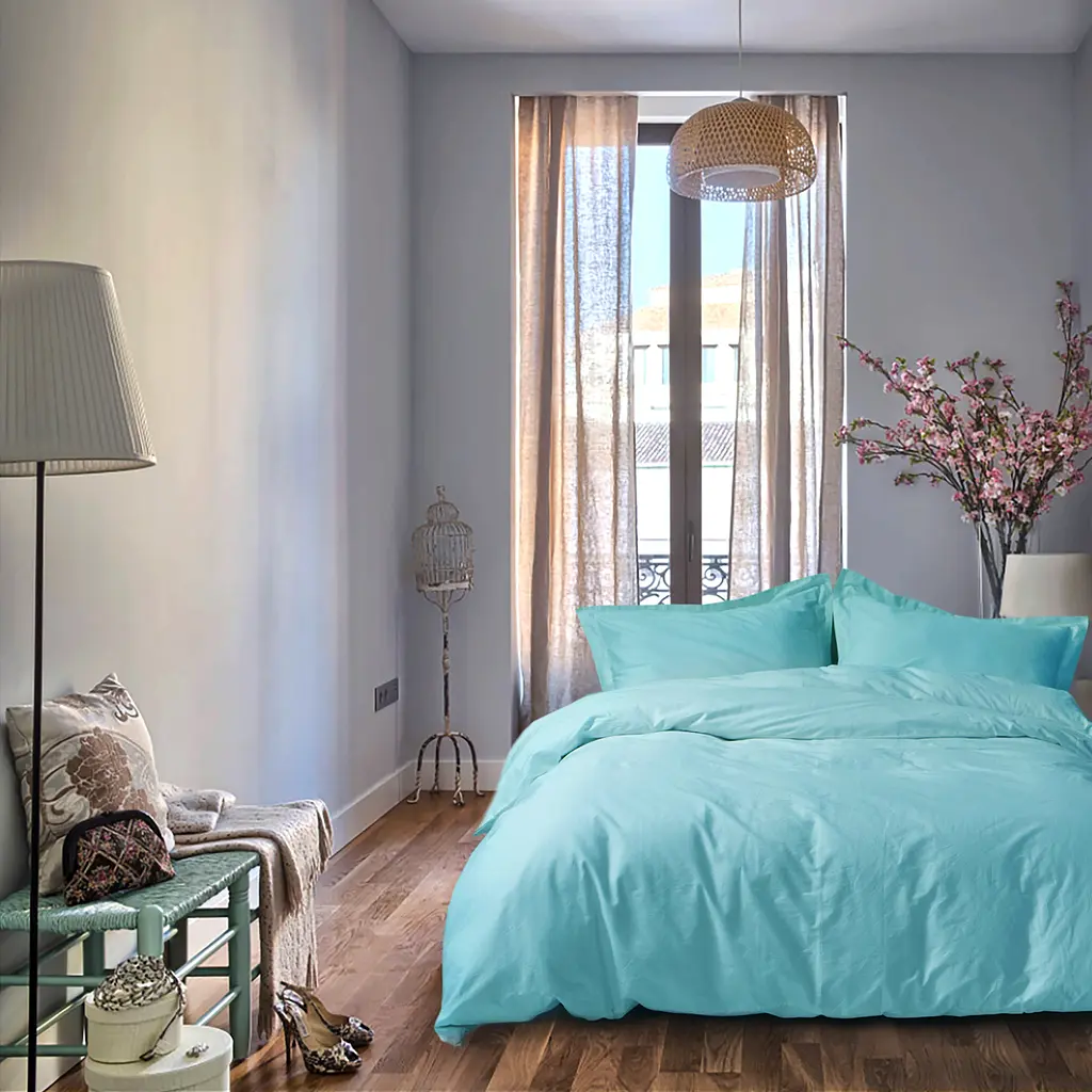 Постельное белье сатин Lotus Home - Dakota Modern бирюзовый евро - фото 3