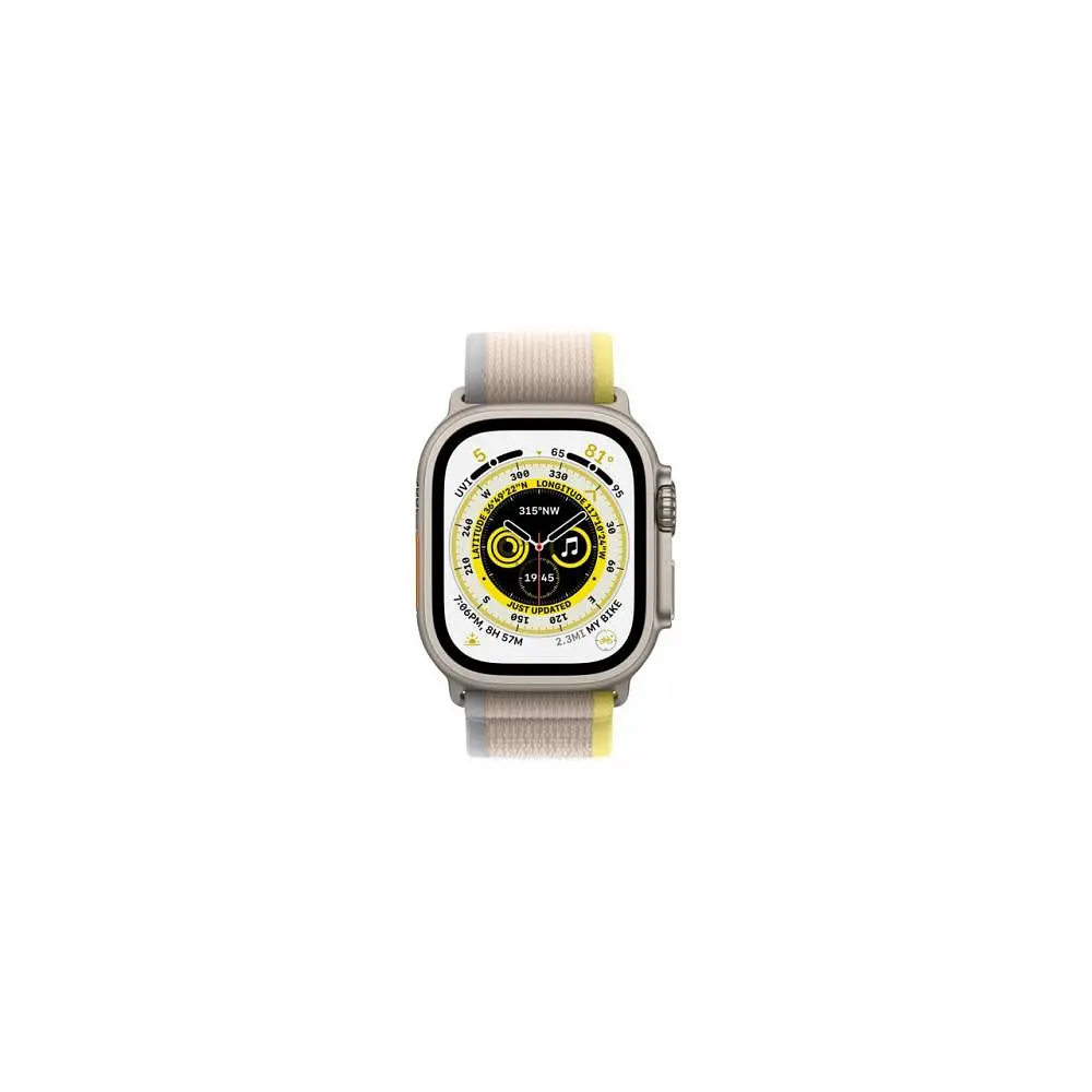 Смарт-годинник Apple Watch Ultra GPS + Cellular 49 mm Titanium Case with Yellow/Beige Trail Loop-S/M (MNHD3/MNHK3) - фото 3