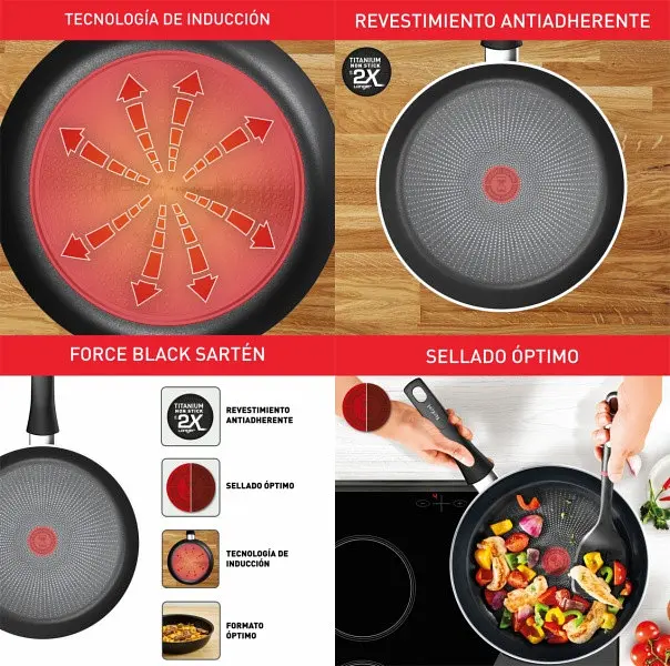Сковорода Tefal Force 22 см, Titanium 2X с двухшаровым титановым антипригарным покрытием - фото 4