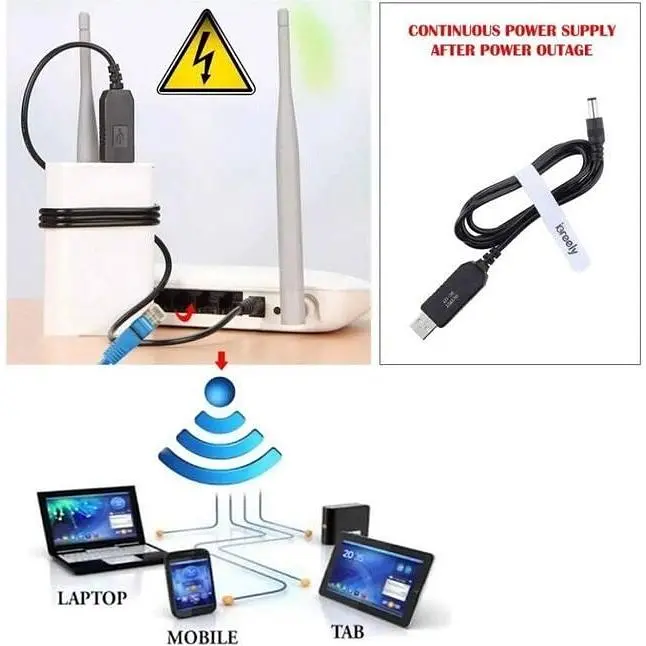 Кабель для Wi-Fi роутера USB-DC 12V с преобразователем для питания от повербанка - фото 2