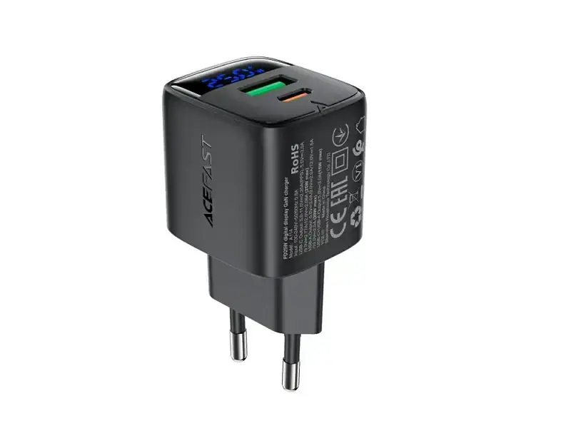 Мережевий зарядний пристрій Acefast A114 25 W GaN Black (6974316284437)