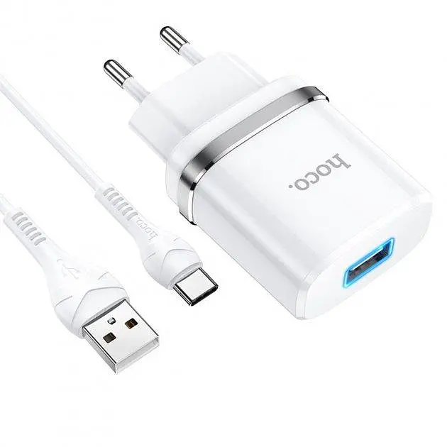 Блок живлення Hoco N1 1 порт + кабель USB-C комплект білий