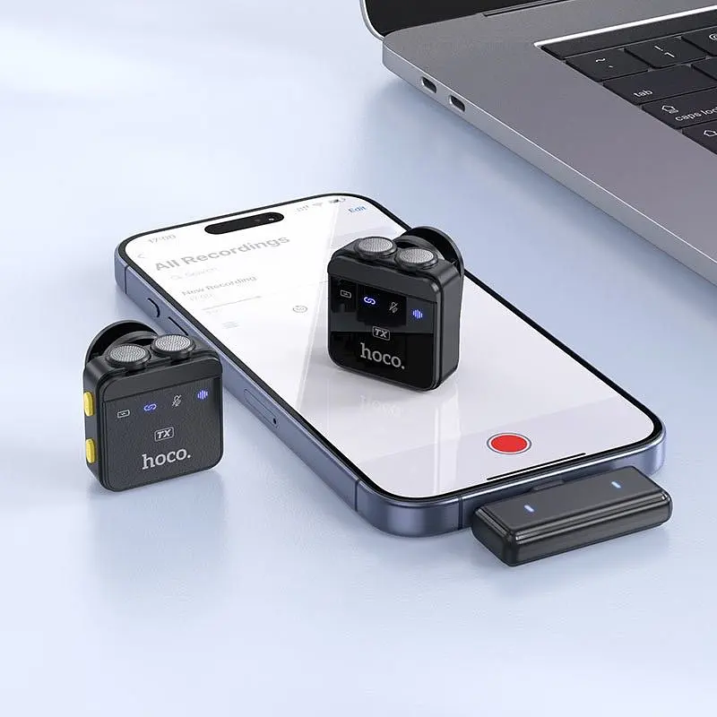Мікрофонна радіосистема Hoco L17 Lightning/USB-C Black (6942007645997) [158600] - фото 9