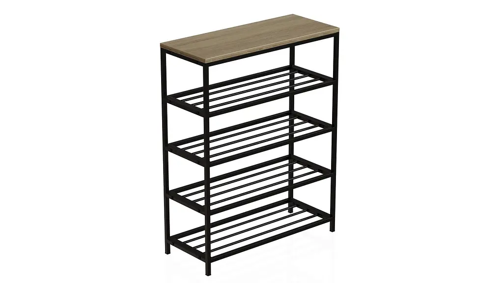 Полиця для взуття Слайм 4 Ferrum-decor 820x630x260 Чорний метал ДСП Дуб Сонома 16 мм (FRD-105162) - фото 8
