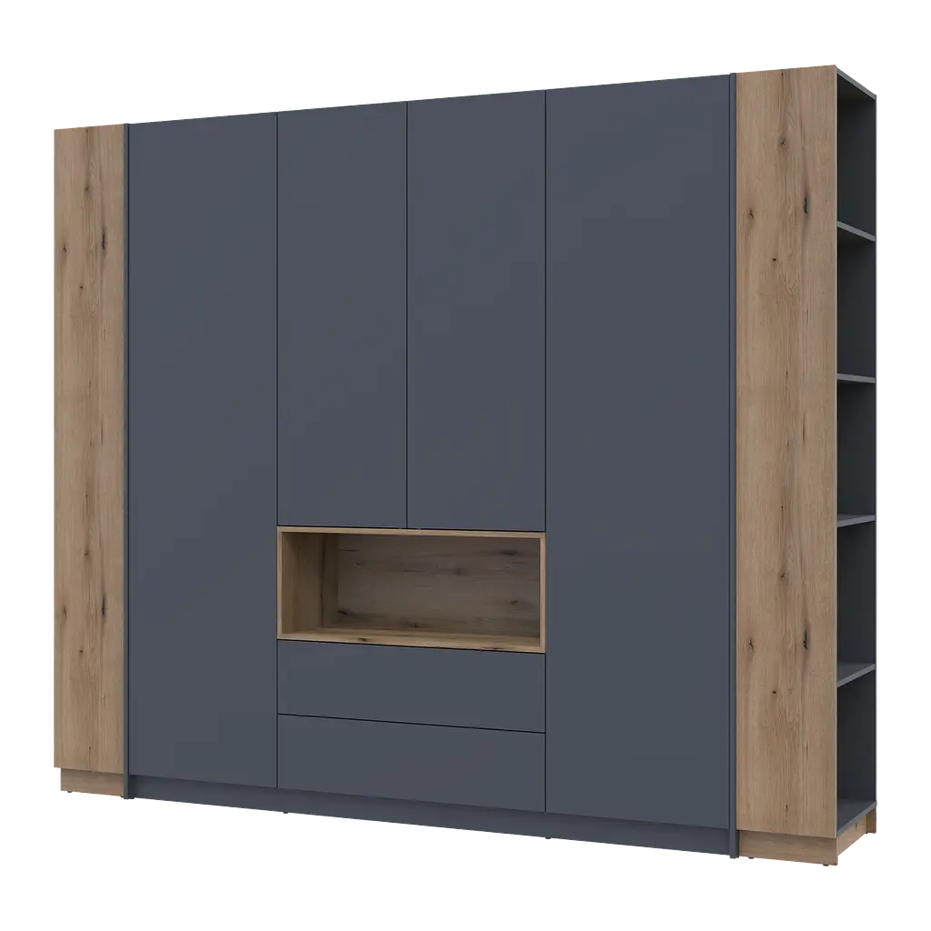 Шафа для одягу з нішею та етажеркою Doros Дейл Графіт/Дуб Евок 4 ДСП 234х52х220 (42005158) - фото 10