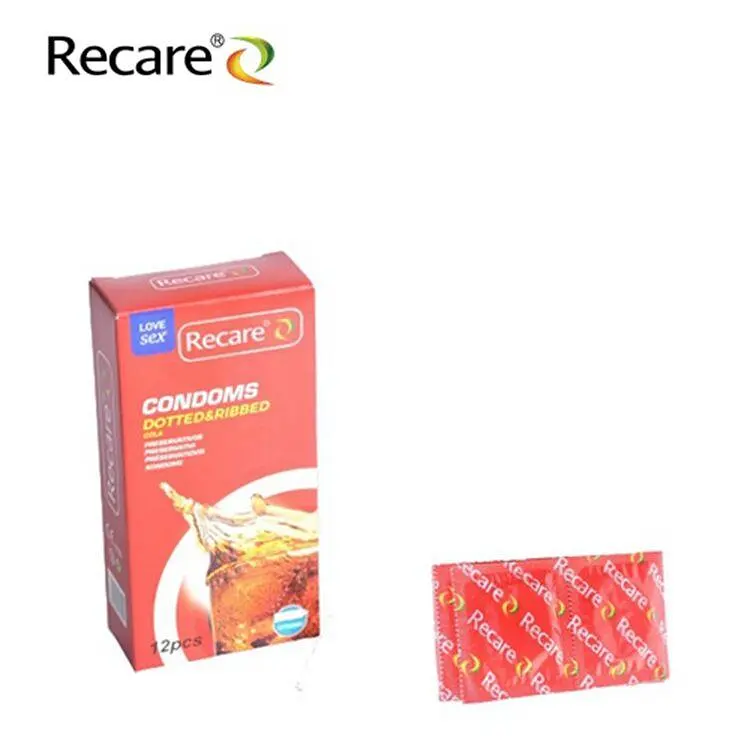Презервативи Recare Cola Dotted&Ribbed Condoms 12 шт, з пухирцями та ребрами, аромат: Кола - фото 4