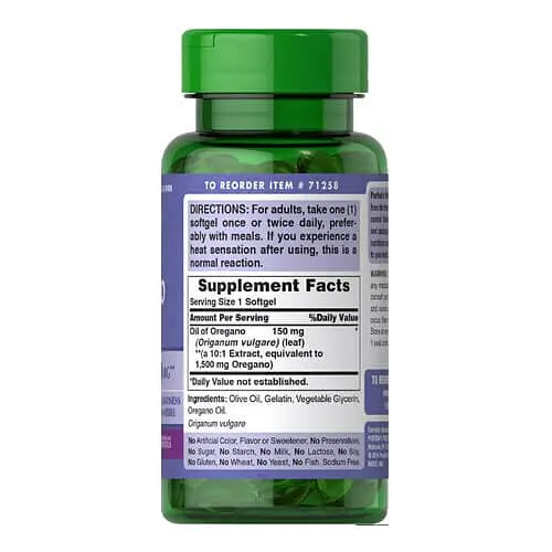 Орегано Oil of Oregano Extract 150 mg 180 капсул Puritan's Pride vit0005174 - фото 2