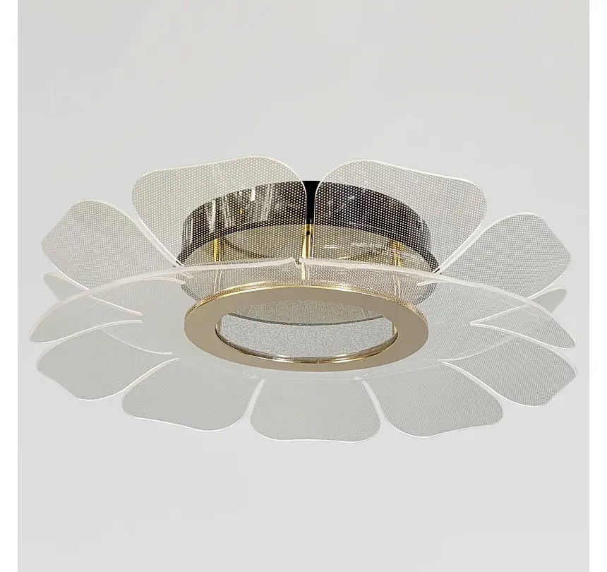 Декоративна стельова LED-люстра Artlight 1032-450 GD+BK у формі квітки з прозорими акриловими пелюстками - фото 2
