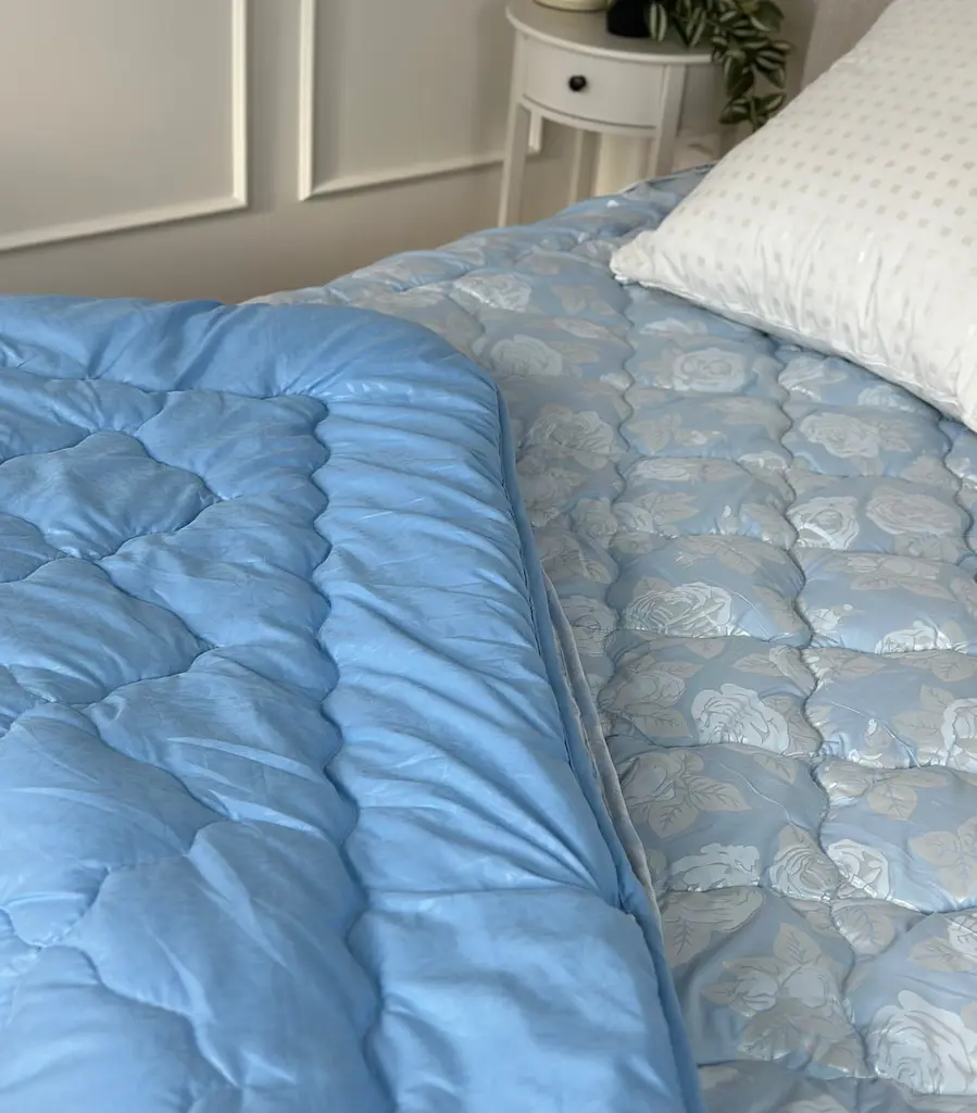 Ковдра подвійна 4 сезони з холлофайбера Arda 21561 150х210 см синя - фото 3
