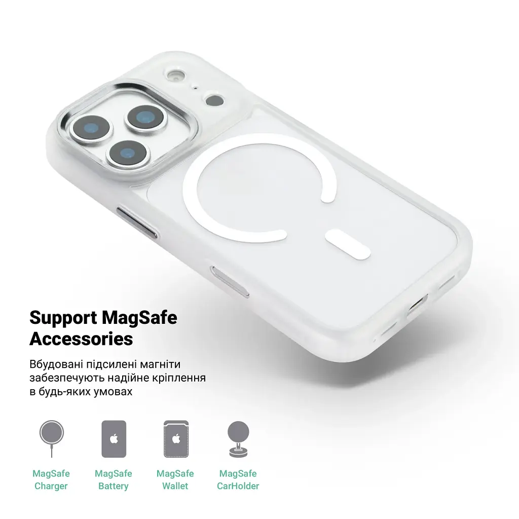 Чохол ArmorStandart Unit-C MagCase для Apple iPhone 17 Pro Matte Clear Silver - фото 4