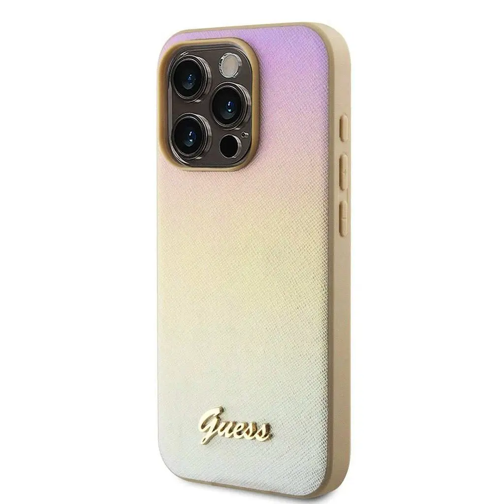 Чехол Guess PU Leather Iridescent Metal Script для iPhOne 15 Pro Max Gold (57983118682) - фото 2
