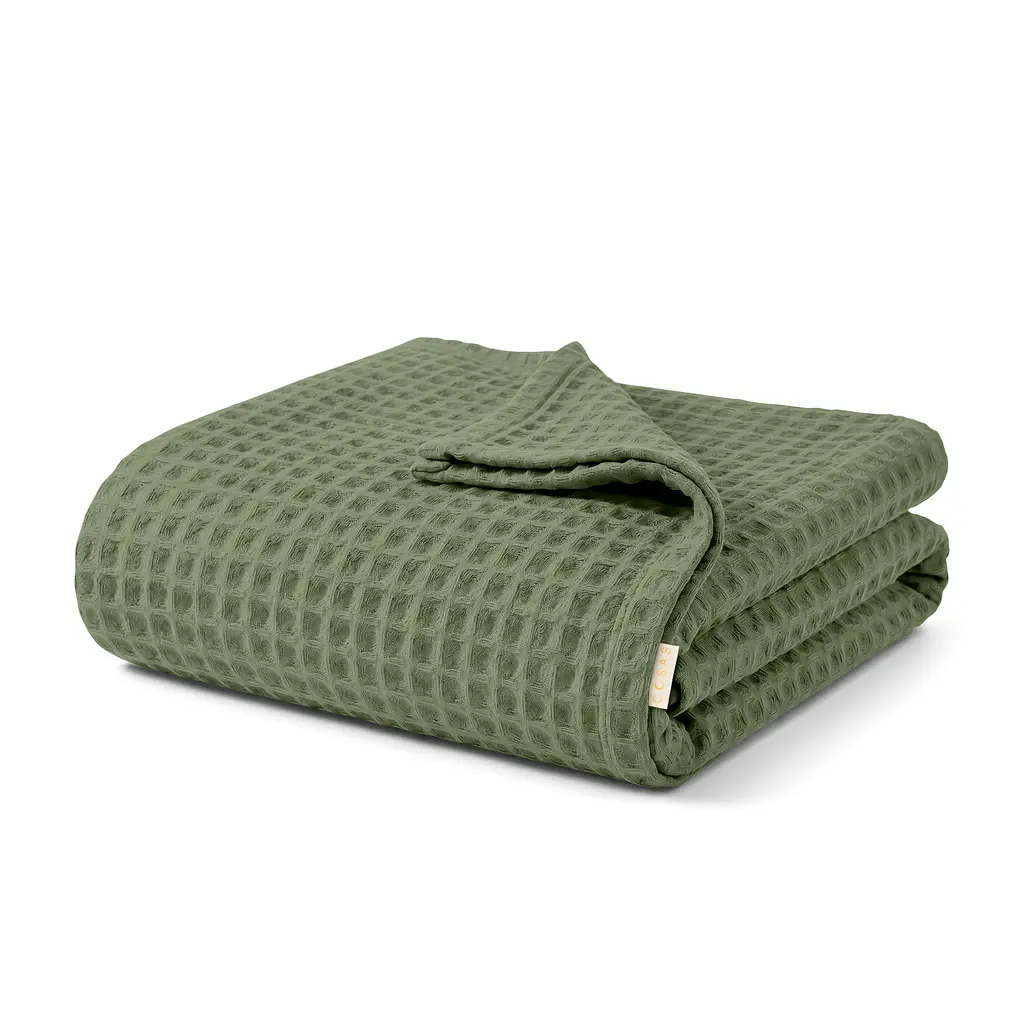 Плед-покривало Cosas Greek Waffle Olive вафельне 200х220 см (Blanket_53Olive_GreekWaffle_200x220)