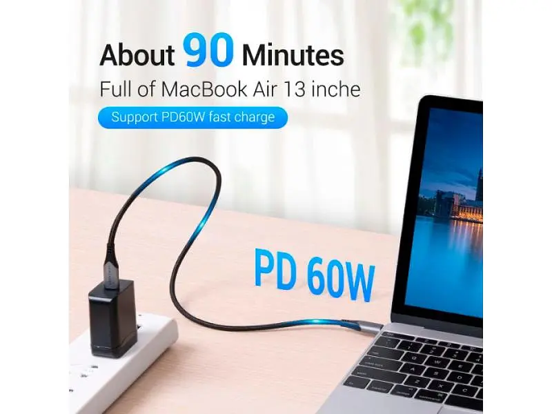 Кабель USB Type-C Vention USB Type-C to USB Type-C 0.5m Grey (TAAHD) - фото 6