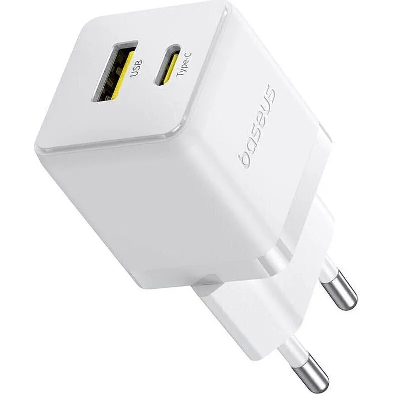 Мережевий зарядний пристрій Baseus Palm Fast Charger USB-A/USB-C 30W + Cable USB-C to USB-C 60W 1m White (P1011160A213-01) [168073] - фото 3