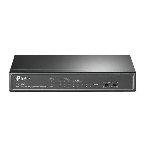 Комутатор TP-LINK TL-SF1008LP, чорний, 8-портовий, 10/100 Мбіт/с, 4xPoE+, IEEE 802.3af/at