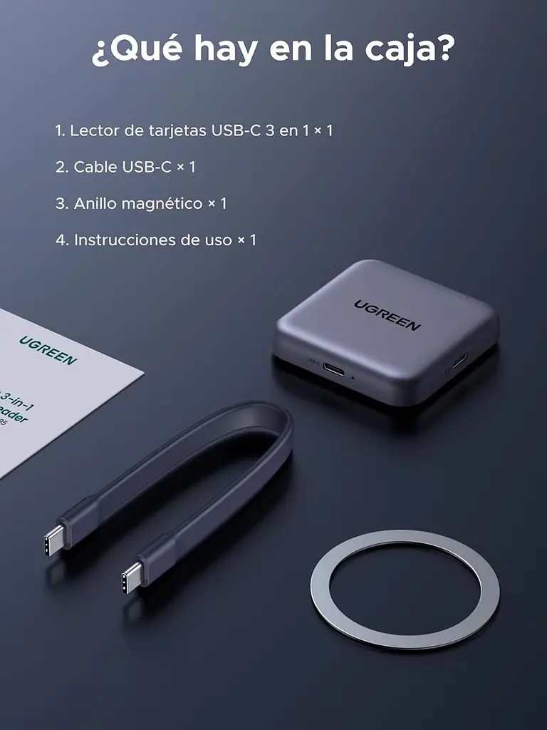 Магнітний USB-C кардрідер Ugreen SD/TF UHS-II 312MB/s PD 100W, алюміній - фото 4