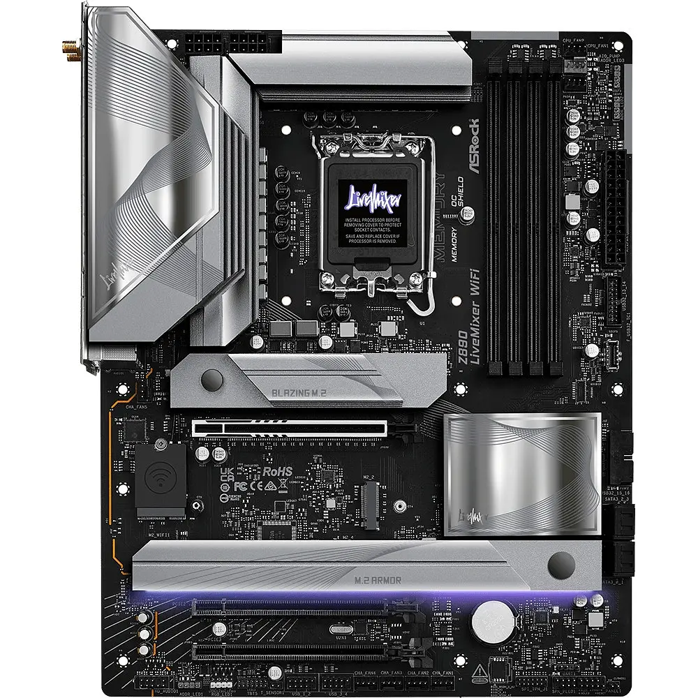 Материнська плата ASRock Z890 LIVEMIXER WIFI (1851/Z890, 4*DDR5, 2*PCIex16, HDMI/TB4, 4xSATA, 4xM.2, 2.5Glan, 7.1ch - фото 5