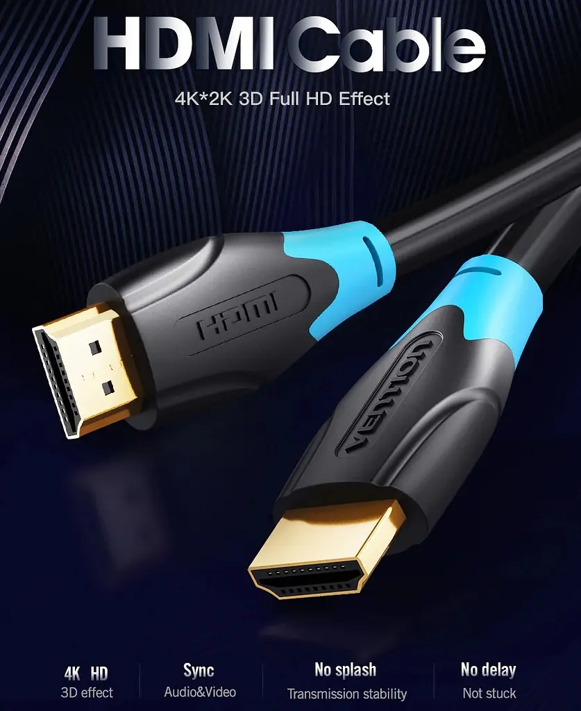 Кабель HDMI M-M, 10.0м, V1.4, 4K/HD 60Гц, PVC type, черный, Vention - фото 7
