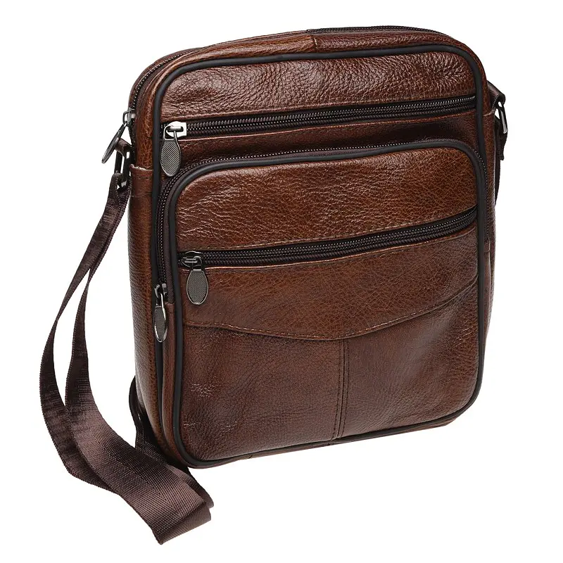 Чоловіча сумка Borsa Leather K18490 24x21x7 см Коричневий (10852)