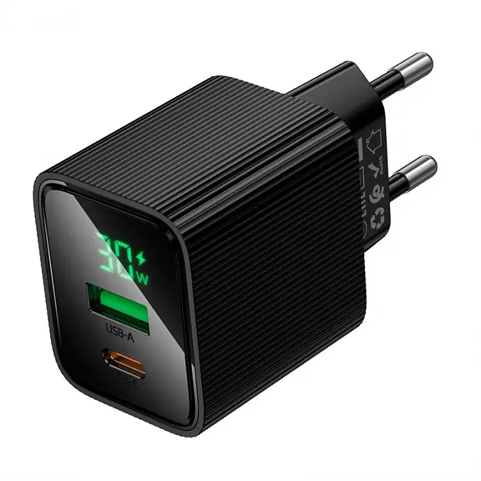 Сетевое зарядное устройство адаптер HOCO CS84A 1USB/1Type-C, 30W, поддержка быстрой зарядки PD/QC/FCP/AFC Черный - фото 5