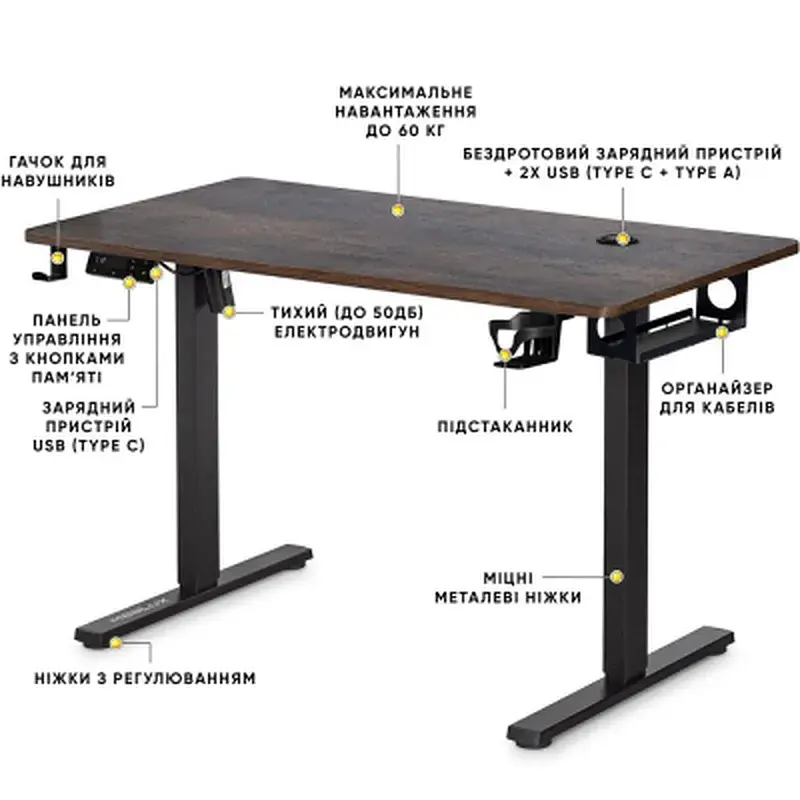 Комп'ютерний стіл Mealux PowerDesk Energy Antique з електрорегулюванням висоти (EVO-201 Energy A/B) - фото 2