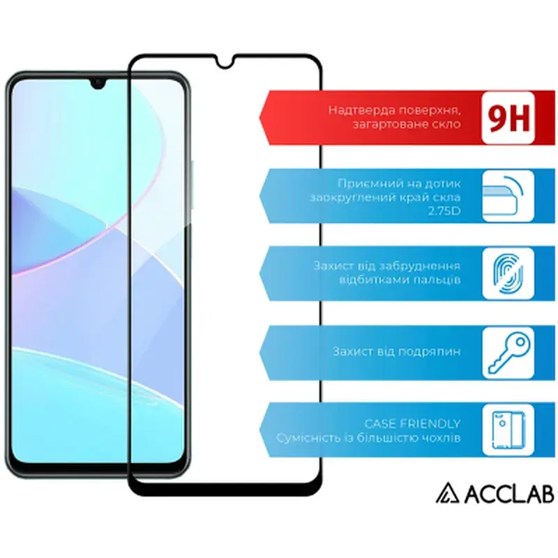 Скло захисне ACCLAB Full Glue Realme C51 Black (1283126582837) - фото 3