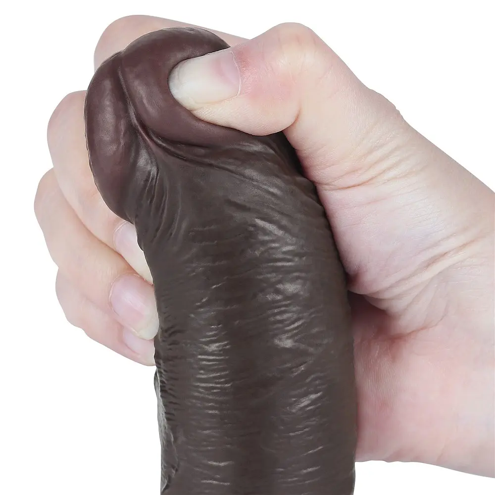 Фалоімітатор Sliding-Skin Dual Layer Dong 8 без мошонки, коричневий LOVETOYS 66-LV317406 103597 - фото 2