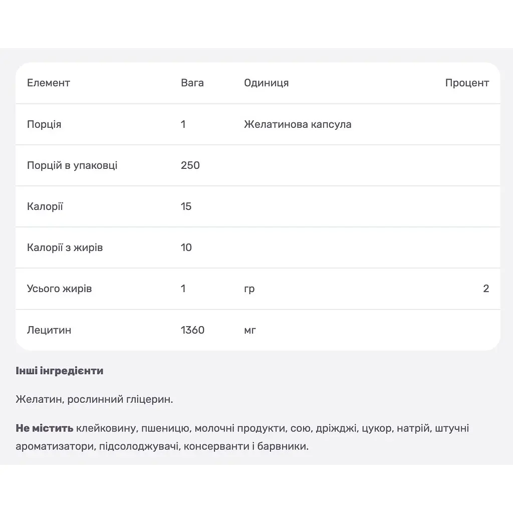 Лецитин невибілений Solgar Natural Soya 1360 мг 250 желатинових капсул - фото 4