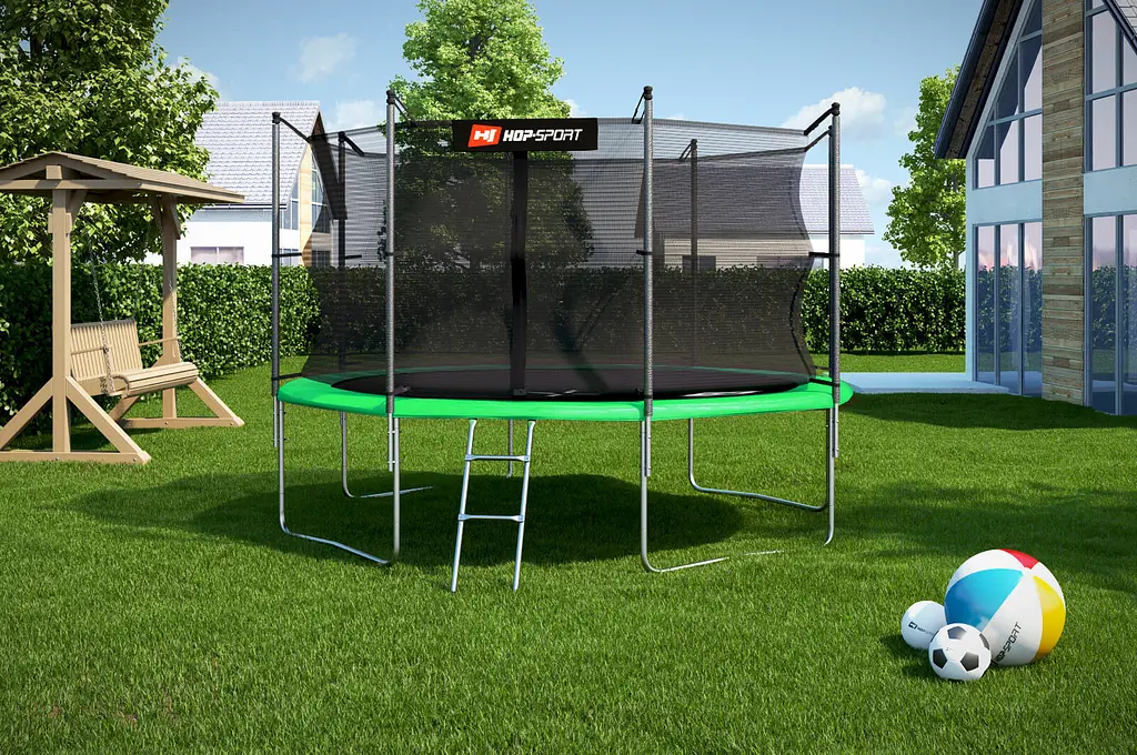 Батут Hop-Sport 12ft (366см) зелений із внутрішньою сіткою - фото 3