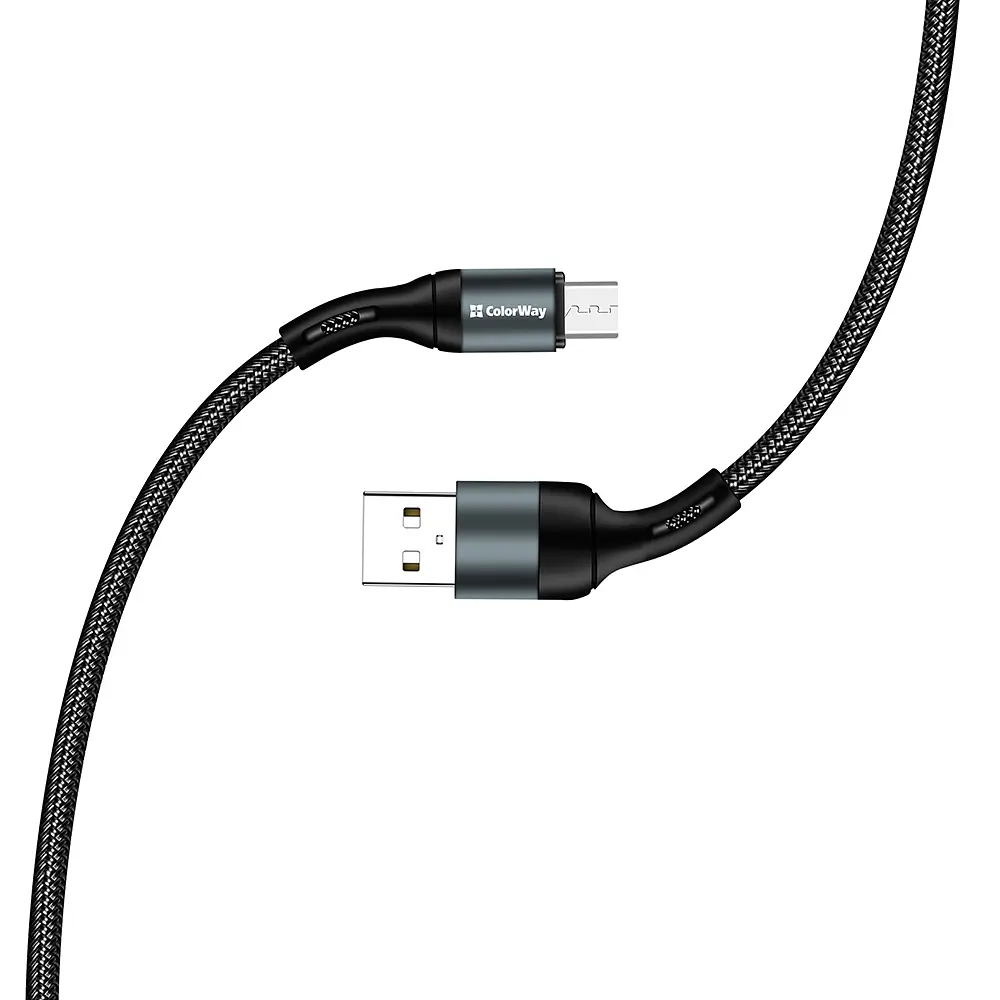 Кабель ColorWay USB-microUSB nylon 2.4А 1 м Black - фото 6