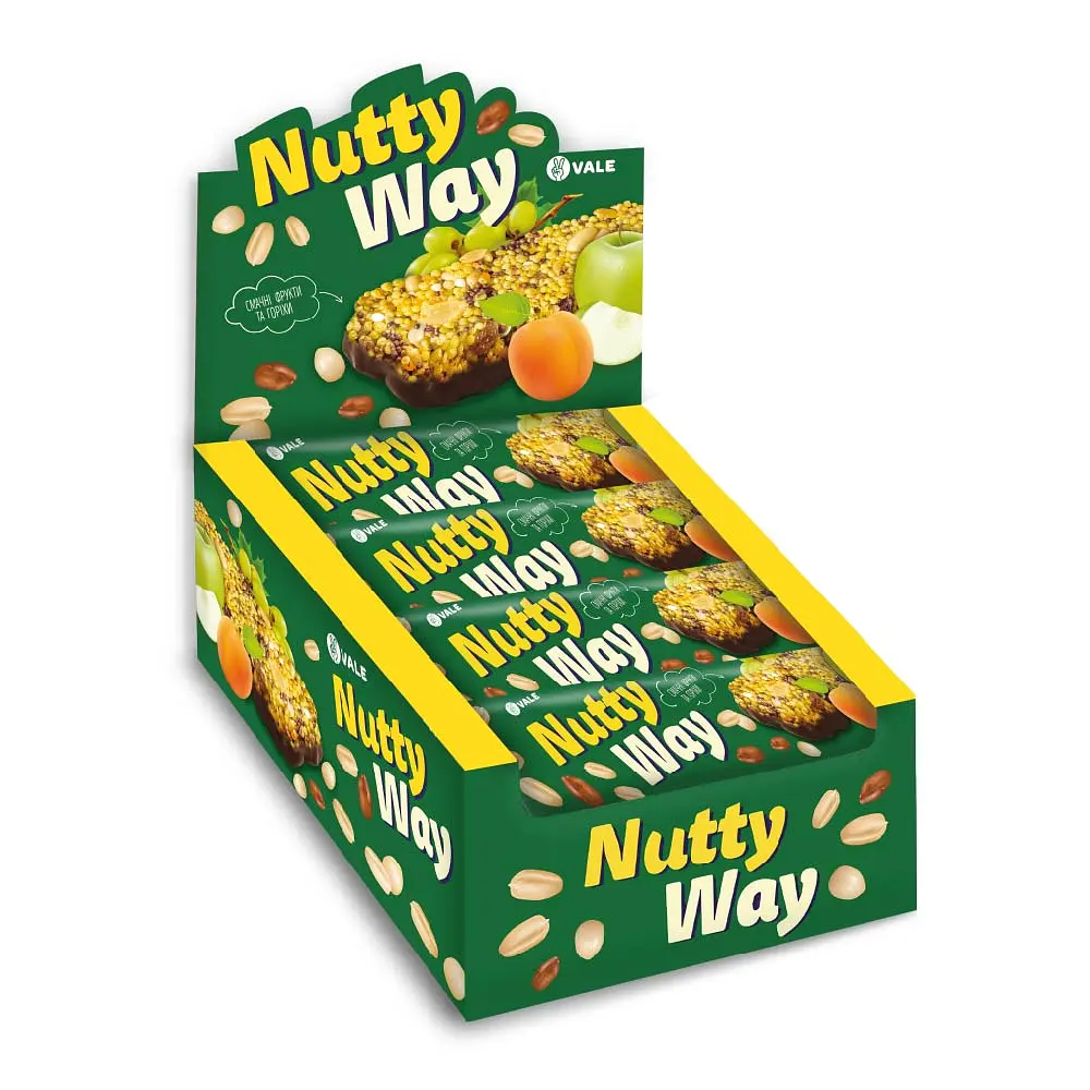 Батончики Nutty Way — 20 × 40 г (частково глазурований)