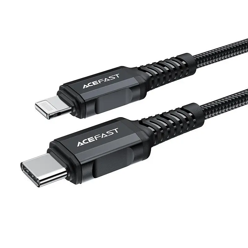 Кабель ACEFAST C4-01 Type-C to iP 3A, 30W, 1.8m, nylon, zinc connectors, чорний - фото 2