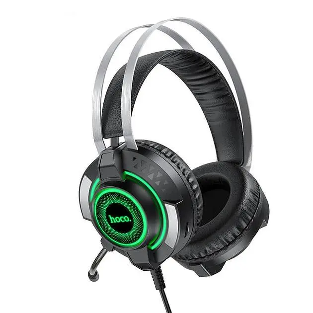 Наушники накладные Hoco ESD06 игровые с LED подсветкой Jack 3.5, 2м, black - фото 4