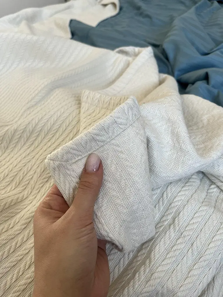 Покривало Zeintex Косичка бавовняне світло-бежеве 230х320 см - фото 3